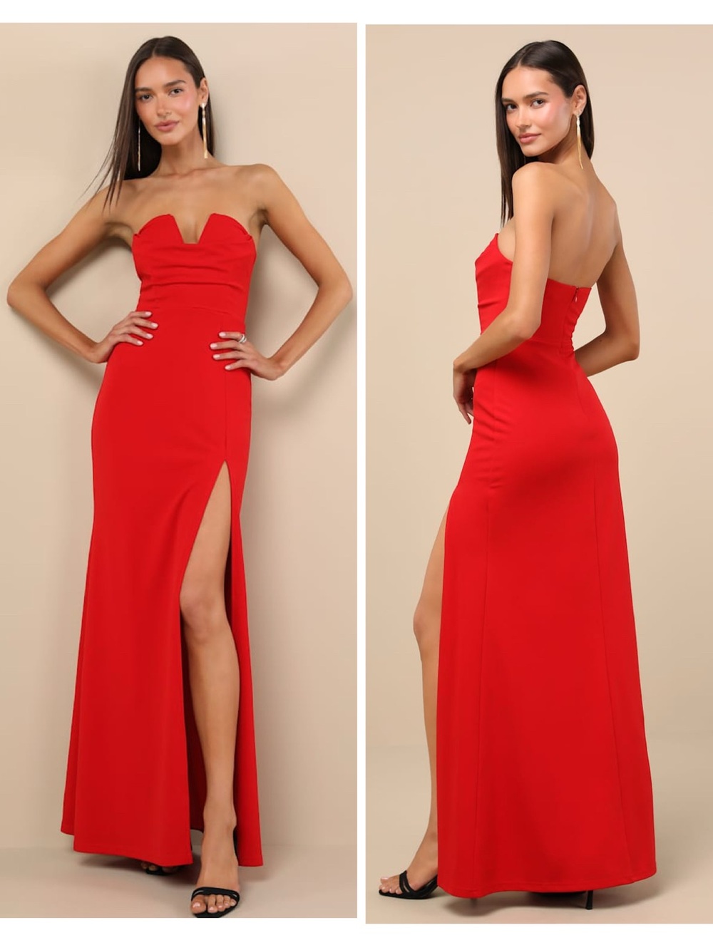 Lulus Effortless Radiance Red Strapless Mermaid Maxi Dress Size XL formal Sexy
